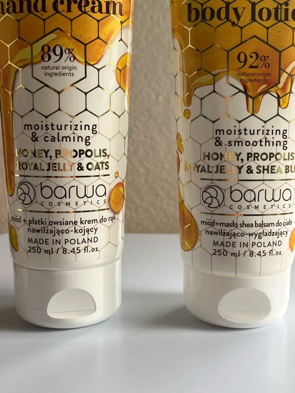 Honey & Shea Body Lotion & Honey & Oats Hand Cream 250/8.45 fl.oz Made in Poland